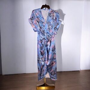 NWT Steve Madden Floral Satin Ruched Midi Dress